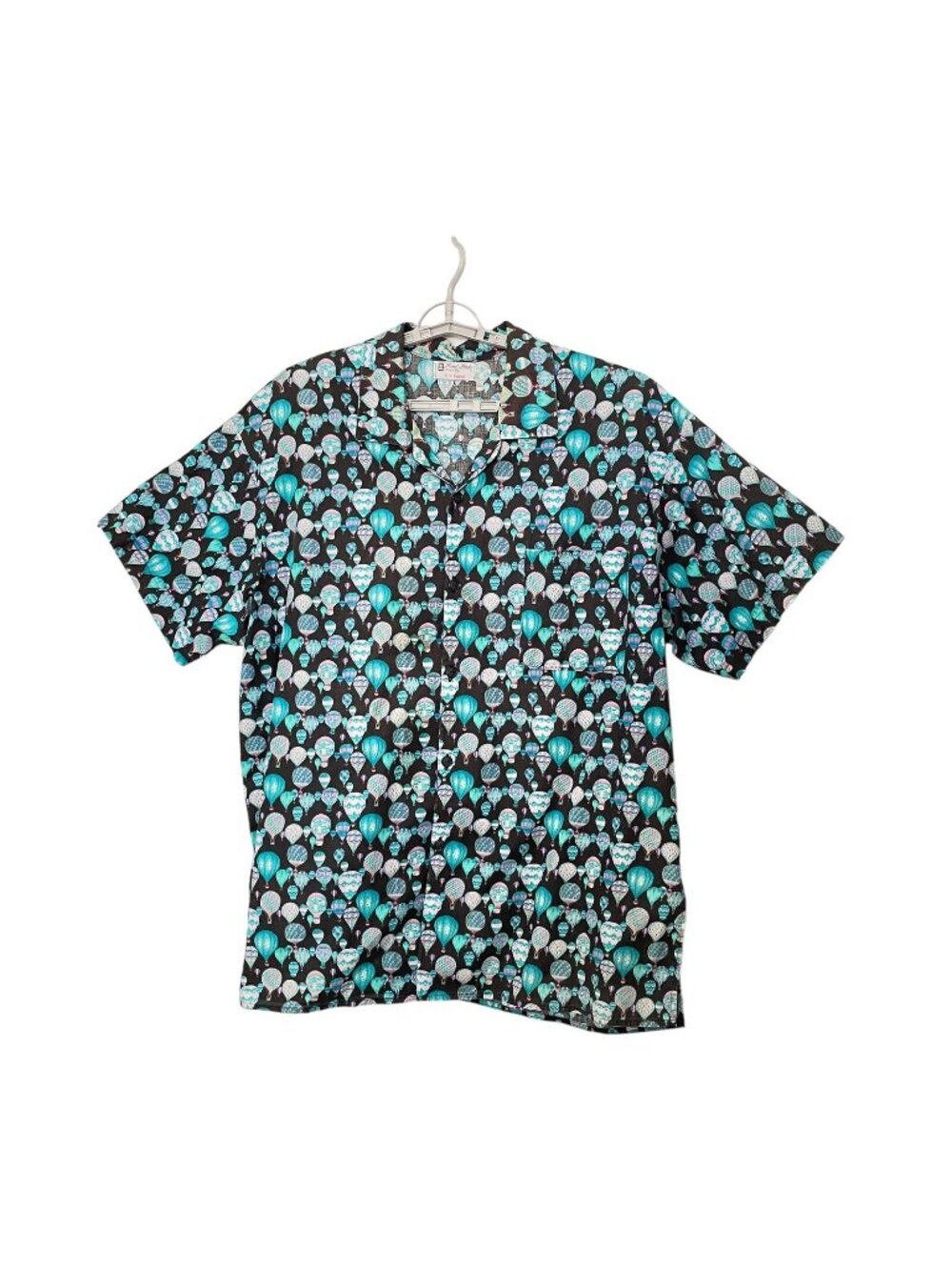 Mens Shirt Vintage Hot Air Balloon Print Handmade Chest 58" 4XL Brown and Blue